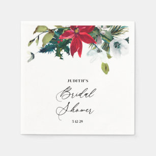  Winter Poinsettia Bridal Shower  Napkin