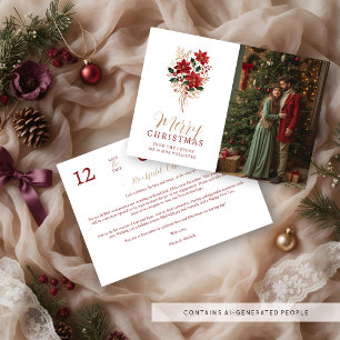 Winter Poinsettia Christmas Wedding Photo TLW26 Save The Date