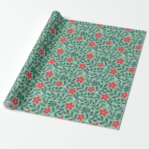 Winter poinsettia pattern - Christmas flower Wrapping Paper