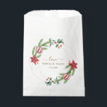 Winter Poinsettia Pine Berry Christmas Wedding Favour Bags<br><div class="desc">Elegant and unique design featuring gorgeous watercolour pine branches,  berries,  Christmas balls,  gold hands arrangement as a winter holidays wreath on white. Use Personalise tool to add your info. For more ideas,  please visit my Gold Hands Holidays Collection.</div>