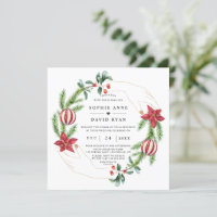 Winter Poinsettia Pine Berry Christmas Wedding
