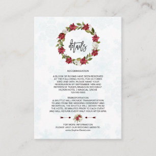 Winter Poinsettia Snowflakes Wedding Details Enclosure Card