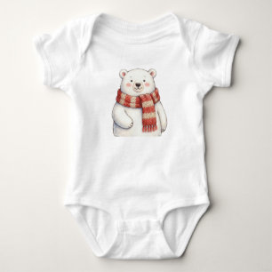 Winter Polar Bear Baby Bodysuit – Cozy Scarf Bear 