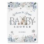 Winter Polar Bear Baby Boy Shower Welcome