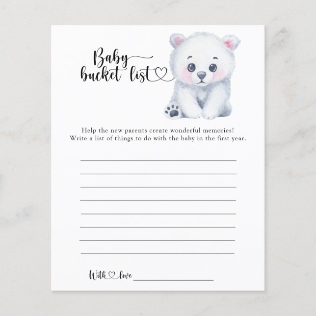 Winter polar bear - Baby bucket list (Front)