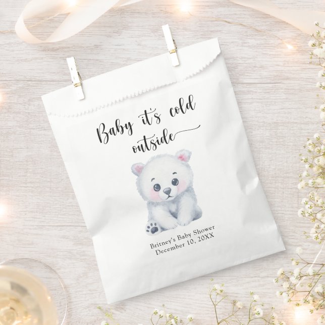 Winter polar bear - baby it is cold outside favour bags (Clipped)
