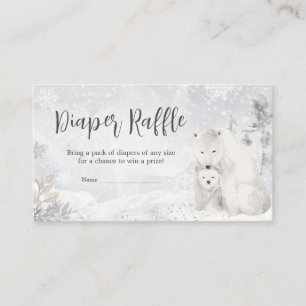 Winter Polar Bear Baby Shower Diaper Raffle Enclosure Card
