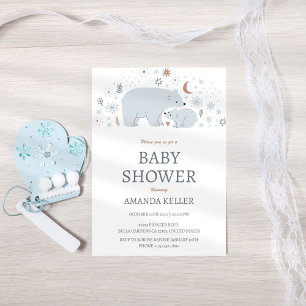 Winter Polar Bear Baby Shower Invitation
