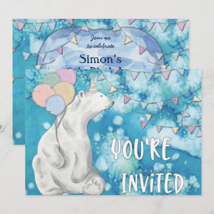 Winter Polar Bear Birthday Party Invitation