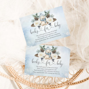 Winter Polar Bear Boy Baby Shower Books For Baby Enclosure Card