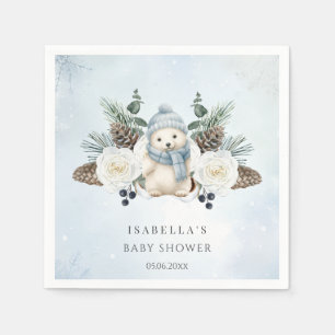 Winter Polar Bear Boy Baby Shower  Napkin