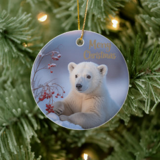 Winter Polar Bear Ceramic Tree Decoration