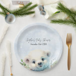 Winter Polar Bear Cold Outside Blue Baby Shower Paper Plate<br><div class="desc">Winter Polar Bear Cold Outside Blue Baby Shower Paper Plates. Contact us for custom requests at simpledesertdesigns@gmail.com!</div>