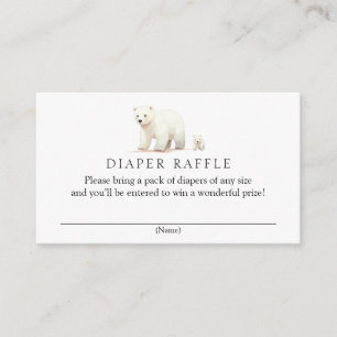 Winter Polar Bear Diaper Raffle Baby Shower  Enclosure Card