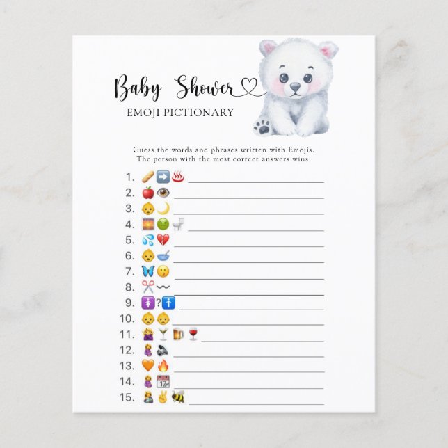 Winter polar bear - emoji pictionary game (Front)