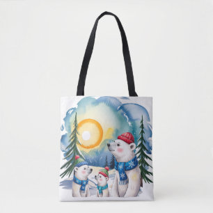 Winter Polar Bear Family Christmas  Tote Bag