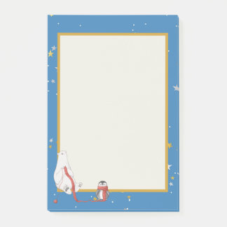 Winter Polar Bear Penguin Star Background  Post-it Notes