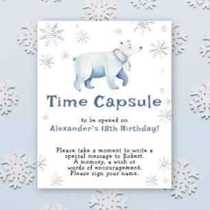 Winter Polar Bear Time Capsule 1st birthday Poster