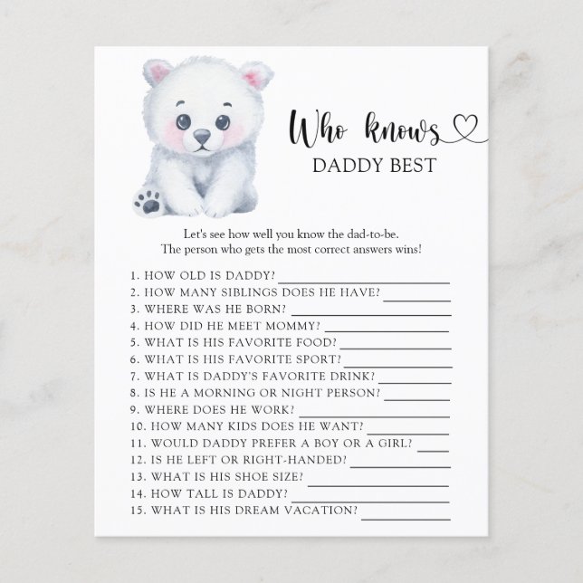 Winter polar bear - Who knows daddy best game (Front)