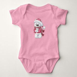 Winter Polar Bear with Snowballs Baby Bodysuit