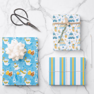 Winter Polar Bear Wrapping Paper Set of 3