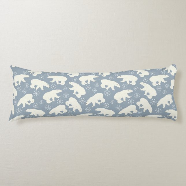 Winter Polar Bears seamless pattern + your ideas Body Cushion (Front)