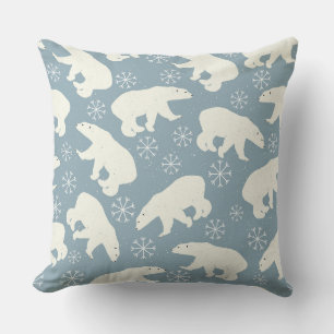 Winter Polar Bears seamless pattern + your ideas Cushion