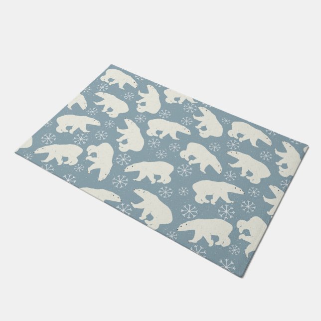 Winter Polar Bears seamless pattern + your ideas Doormat (Angled)
