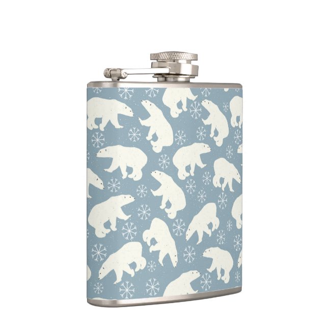 Winter Polar Bears seamless pattern + your ideas Hip Flask (Right)