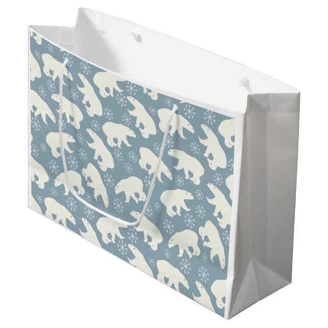 Winter Polar Bears seamless pattern + your ideas Large Gift Bag (Front Angled)