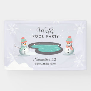 Winter Pool Birthday Party Banner