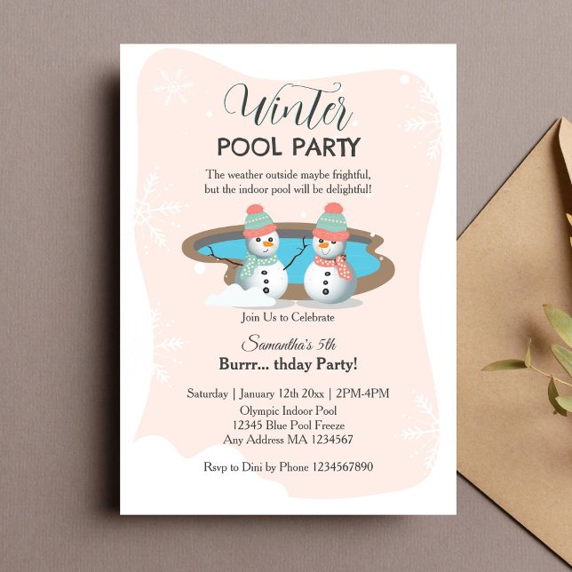 Winter Pool Birthday Party Invitation (Invitation)