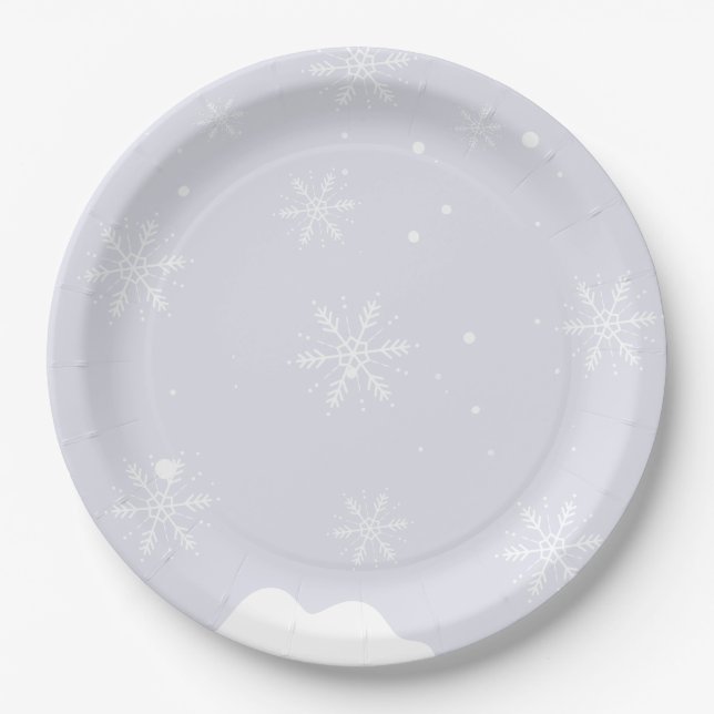 Winter Pool Birthday Party Paper Plate (Front)