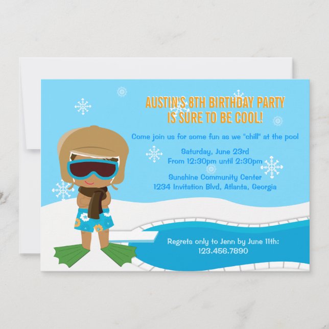 Winter Pool Party Invite (Front)