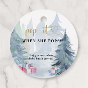Winter Pop it when she pops baby shower Favour Tags