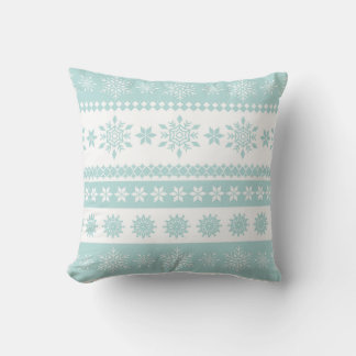 Winter Powder Blue White Snowflake Christmas Cushion