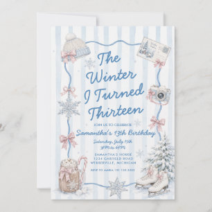 Winter Preppy I Turned Thirteen 13th Birthday Invitation