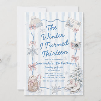 Winter Preppy I Turned Thirteen 13th Birthday  Invitation