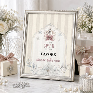 Winter Princess A Little Swan Baby Shower Favour Poster