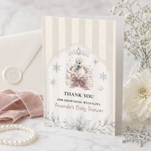 Winter Princess A Little Swan Baby Shower Thank You Card