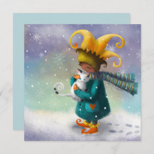 Winter Princess And Her Cat