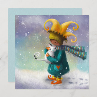 Winter Princess And Her Cat