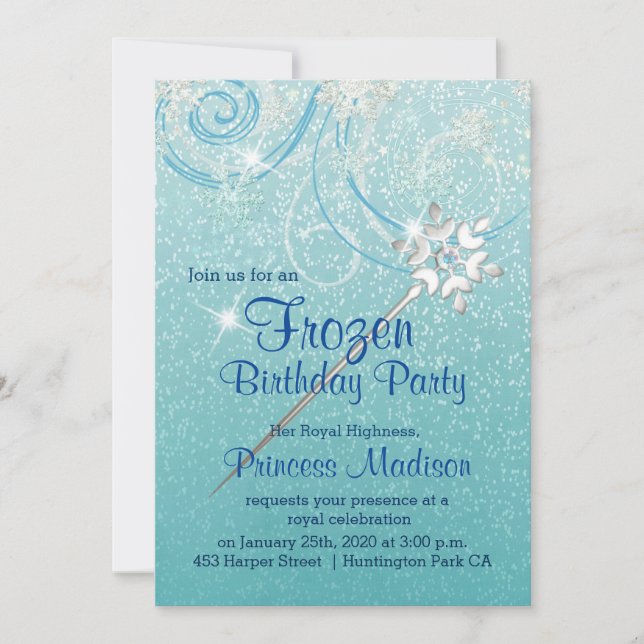 Winter Princess Birthday Invitation (Front)
