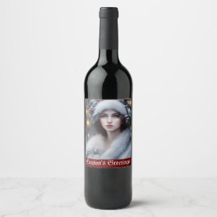 Winter Princess Custom Holiday Wine Label