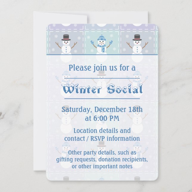 Winter Quilt Party Invitation (Front)