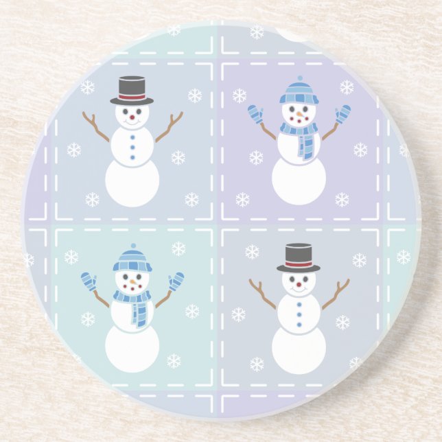 Winter Quilt Sandstone Coaster (Front)