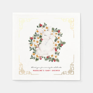 Winter Rabbit Floral   Baby Shower Napkins