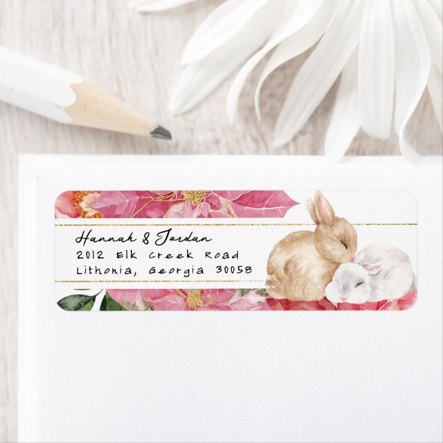 Winter Rabbit Floral | Return Address Label (Insitu)