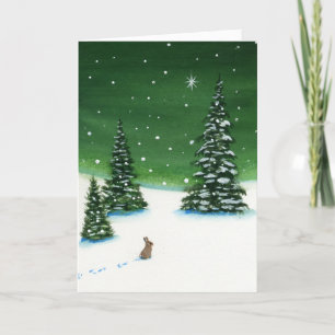 Winter Rabbit Holiday Christmas Peace by Bihrle