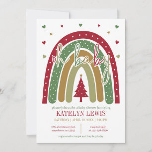 Winter Rainbow Christmas Baby Shower Invitation